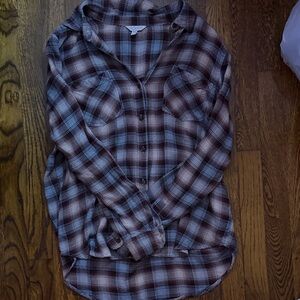 Lucky Brand Burgundy and Gray Plaid Shirt